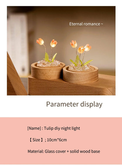 Tulip Night Light Tulip Flower Table Lamp DIY Simulation Tulip LED Night Light Handmade Bedside Light Christmas New Year Gift