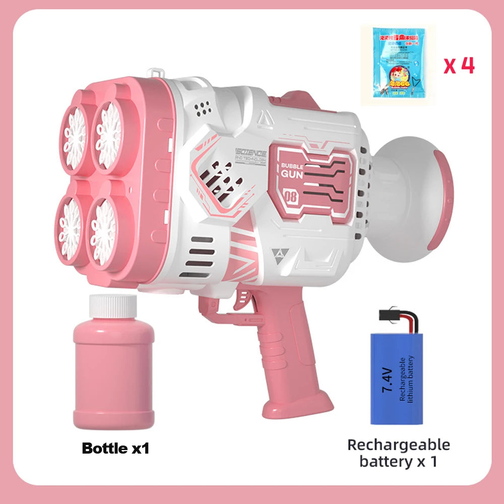 Pistolet à bulles automatique Machine à bulles de savon électrique LED N-Hole Bubble Maker Blower Bubble Guns Jouet Jeu de plein air Cadeau de fête de mariage