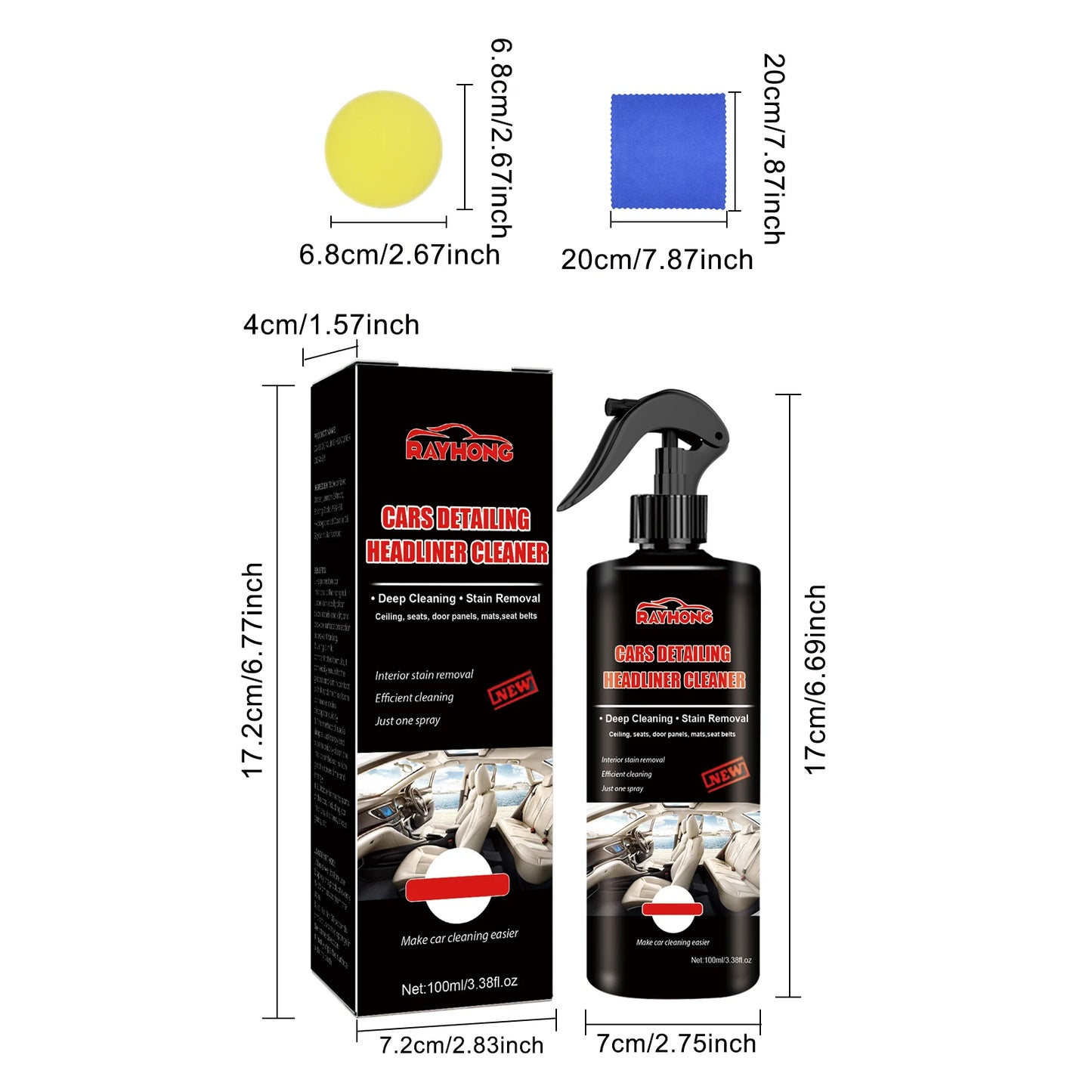 Rayhong Car Spray Cleaner 120ml Liquid Multi-Purpose Car Cleaner Spray Protective Powerful Automotive Cleaning Spray For Alloy