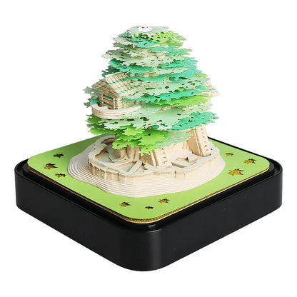 Omoshiroi Block 3D Notepad Sakura Treehouse 3D Calendar 2025 3D Memo Pad Block Notes Offices Paper Notes Christmas Birthday Gift