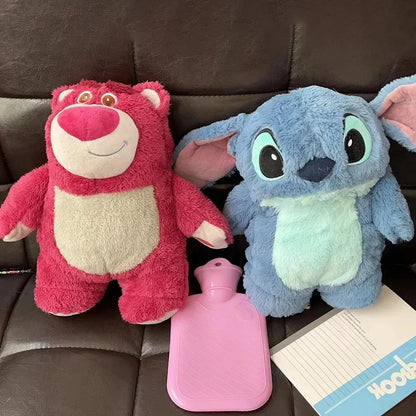 Original Disney Zoobies Hot Water Bag Warm Winter Plush Doll Plushie Lotso Stitch Doll 2-In-1 Useful Gift Toys For Children ﻿