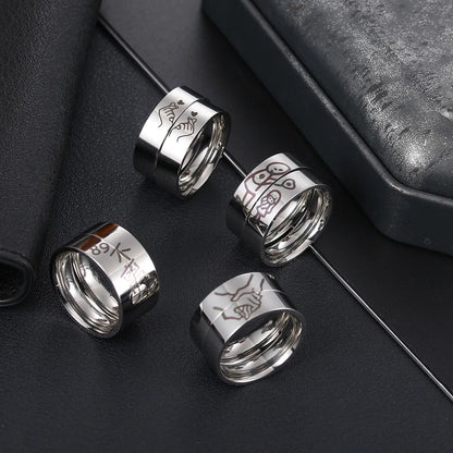 2-piece Fashion Stainless Steel Wedding Ring Silver Color Romatic Design Heart Wedding Couple Valentine's Day Anniversary Gift