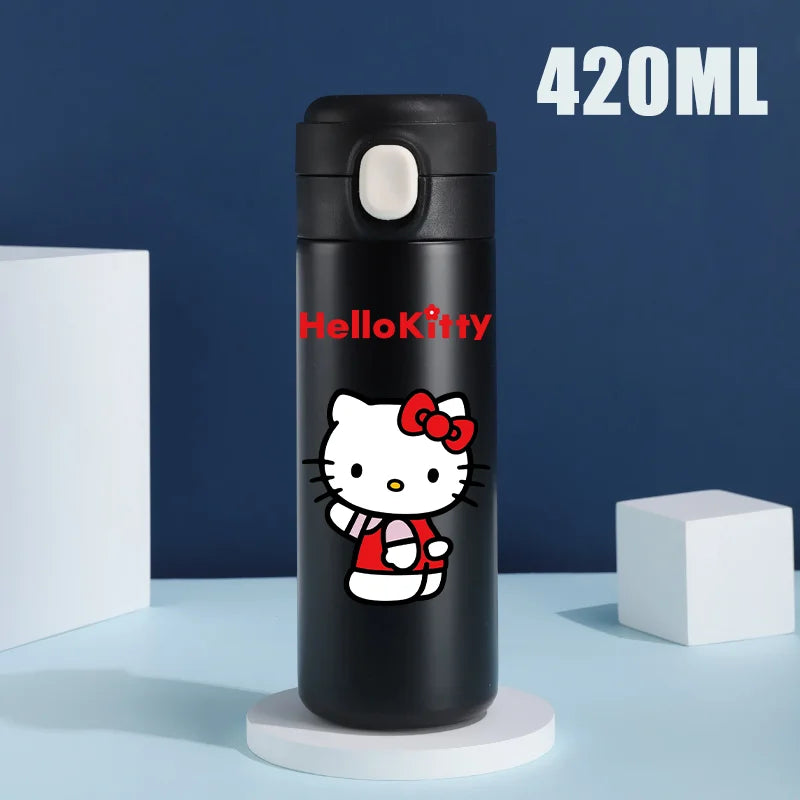 Sanrio 420 ML Thermos Mug Hello Kitty Cartoon 304 Stainless Steel Portable Water Cup Travel Water Bottle Kawaii Cups Kids Gifts