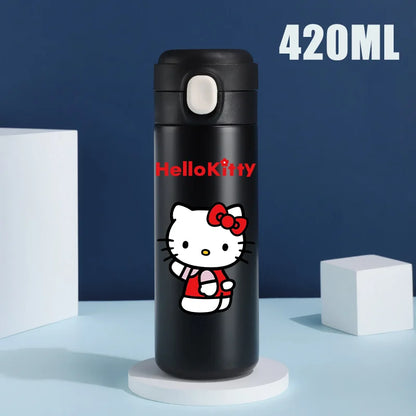 Sanrio 420 ML Thermos Mug Hello Kitty Cartoon 304 Stainless Steel Portable Water Cup Travel Water Bottle Kawaii Cups Kids Gifts