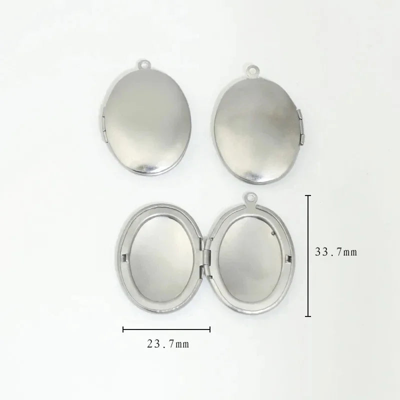 BoYuTe (20 Pieces/Lot) 316 Stainless Steel Oval Shaped Locket Pendant Can Open Photo Locket Diy Jewelry Materials