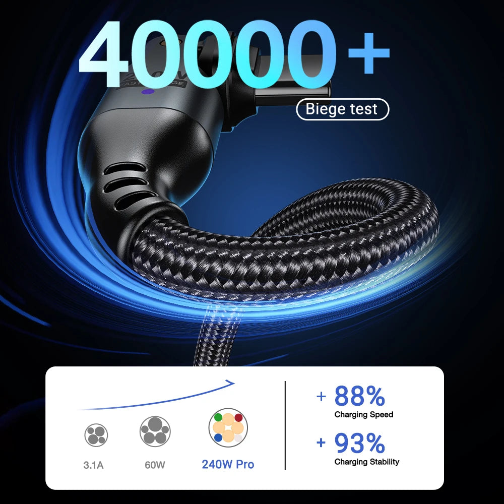 AUFU 240W USB C to USB Type C Cable for MacBook Pro Quick Charge 3.1 PD Fast Charging Cable for Samsung Xiaomi POCO Charge Cable
