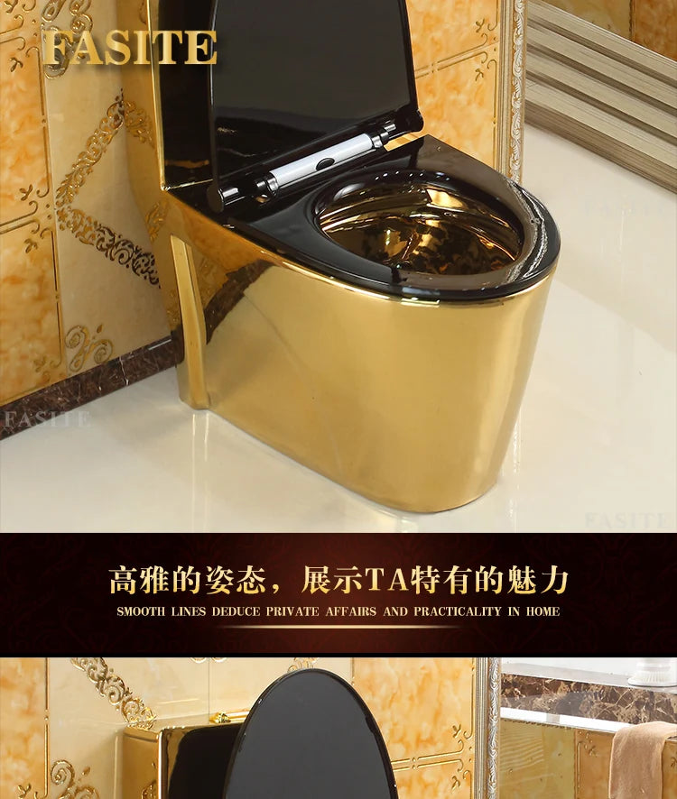 Artistic European style golden toilet siphon type deodorant toilet for adults, bathroom, household use