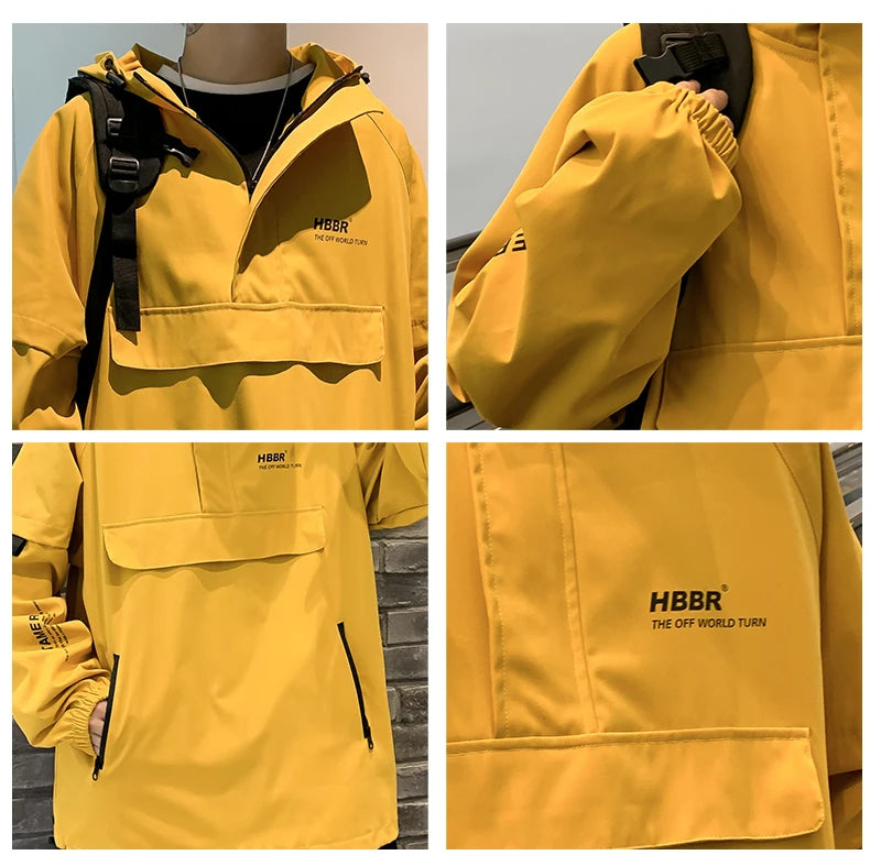 2024 New Autumn Streetwear Men Jackets Zipper Up Jacket Windbreaker Harajuku Thin Coats Loose Harajuku Oversized Outwear