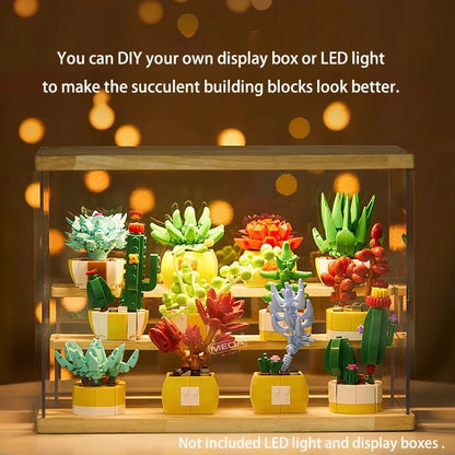 Simulation Succulents Flowers Bricks Plants Bonsai Cactus Aloe Vera DIY Assembled Toy Building Blocks Creative Kids Toys Gift