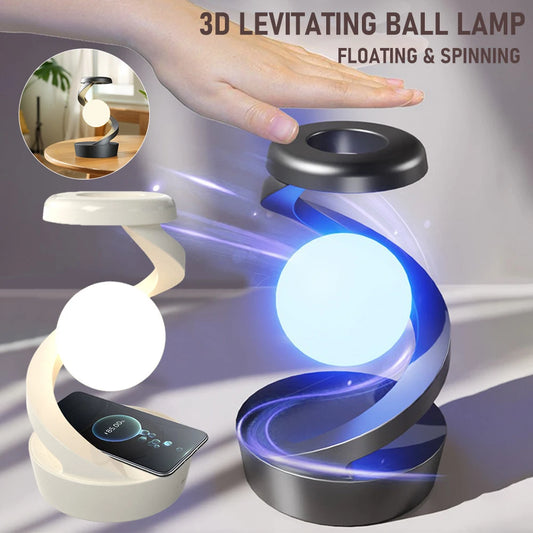 3D Levitating Ball Lamp with Wireless Charging 3D LED Lamp Floating Moon Table Lamp RGB Rotating Wireless Floating Lamp Decor