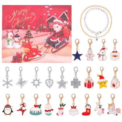Stitch Mickey Christmas Advent Calendar Disney Bracelets 24 Days Xmas Countdown Calendar Diy Jewelry Making Kit Kid'S Gifts