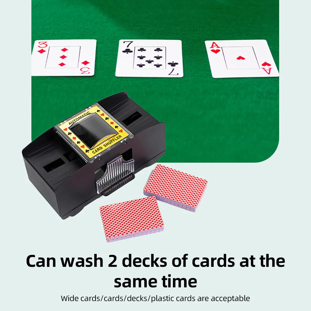 Mélangeur de cartes automatique 1/2 jeux Mélangeur de cartes de poker électrique Mélangeur à piles USB pour jeux de cartes Fête à domicile