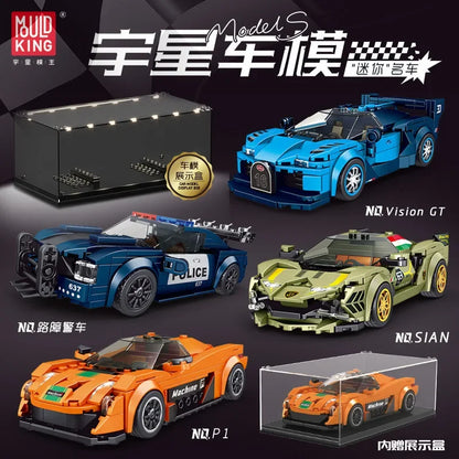 Yuxing-modelo mini-coche famoso, modelo de carreras deportivas, ocho cuadrículas, juguetes educativos para niños, bloques de construcción ensamblados