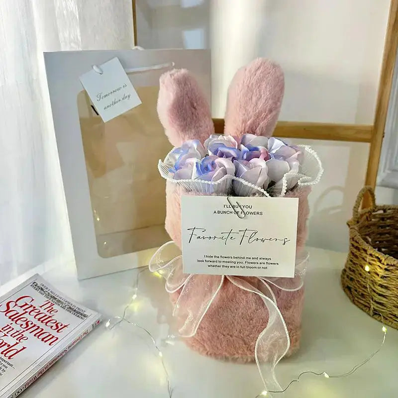 Rabbit Soap Flower Bouquet Valentine's Day Gifts Artificial Flower Bouquet for Party Supplies Bouqet Flowers Home Decoration