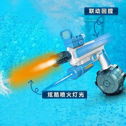 Pistola de agua automática de juguete con doble LED, pistola de agua eléctrica para disparar Glock, juguetes de piscina para playa para niños, regalos para adultos