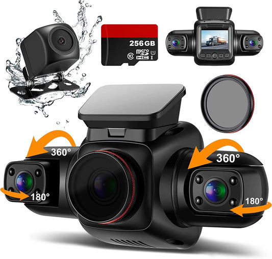 4 Channel Dash Cam 360°Panoramic View 4*1080P Camera GPS/WiFi CPL Filter 8 Infrared Lights Night Vision Max 512GB Video Recorder