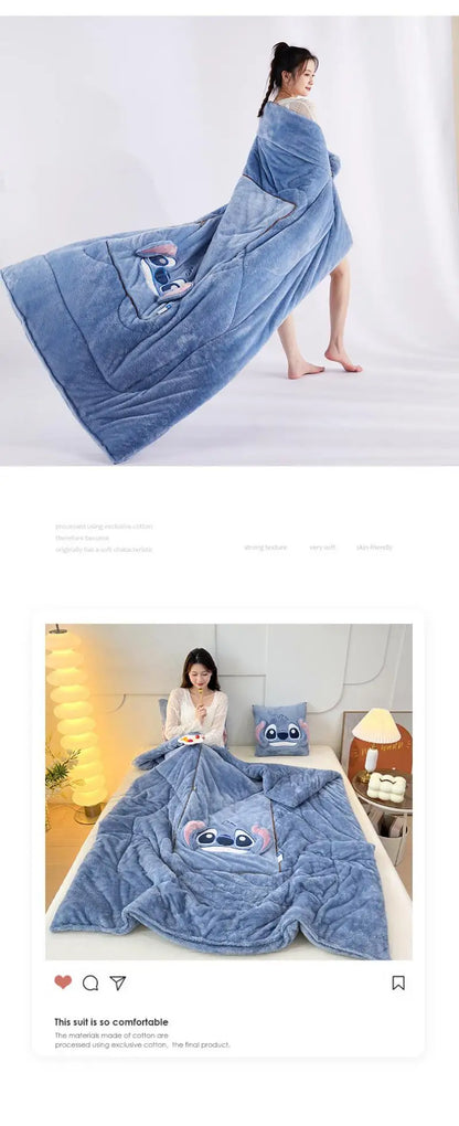 Autumn and Winter 2024 New Disney Double-Sided Arctic Cashmere Steedy Thicker New Throw Pillow Is Weighted Long Christmas Gift