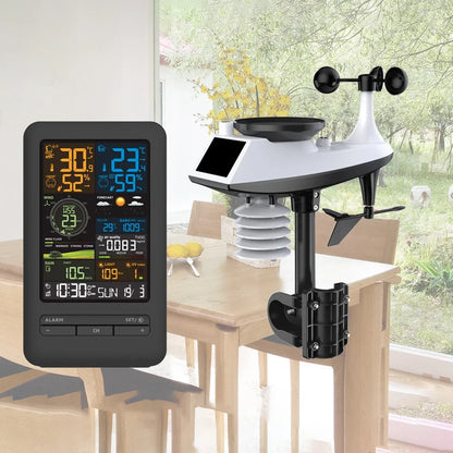 Smart WiFi Weather Station Digital Clock Wind Speed Direction Rainfall Light Index Air Quality Temperature Humidity Monitor