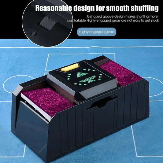 timing Auto Playing Cards Shuffle Electric Poker Shuffler Machine Battery Operated Poker Playing Tool Holds 1-2 Decks of Cards
