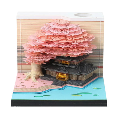 2024 Time Piece Calendar with Light Sculpture Notepad 3D Memo Pad Calendar Tear-Away for Home Office Desktop Decoration Gift