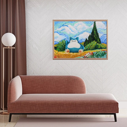 Pokemon Snorlax Van Gogh Print Wall Art Canvas Painting Poster Nursery Pokemon Snorlax Oil Picture Modern Living Room Decor