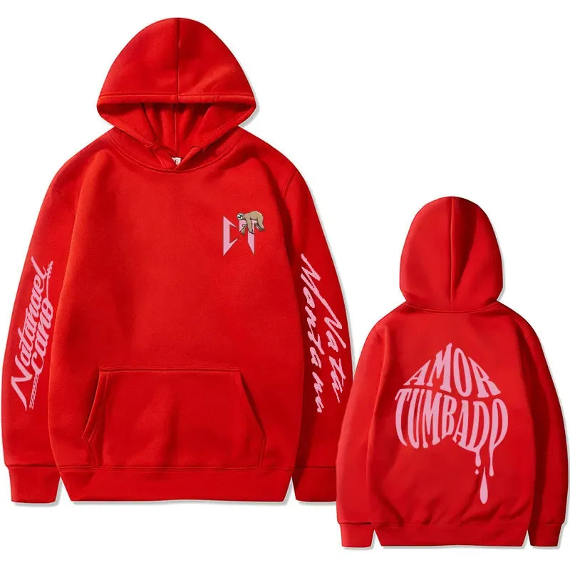 Singer Natanael Cano Amor Tumbado Pink CT Sloth Print Hoodie Men's Fashion Casual Sweatshirt Male Hip Hop Oversized Streetwear