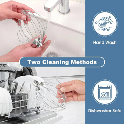 5Q 6Q Wire Whip Attachment for Tilt-Head Stand Mixer for KitchenAid Stainless Steel Egg Cream Stirrer, Flour Cake Balloon Whisk