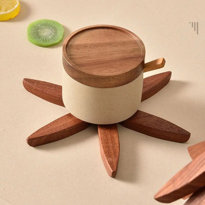 3/4PCS Anti Scald Heat Tree Design Coaster Resistant Coaster Wood Placemats Heat Insulating Mat Tree Shape Non-slip Coaster Set