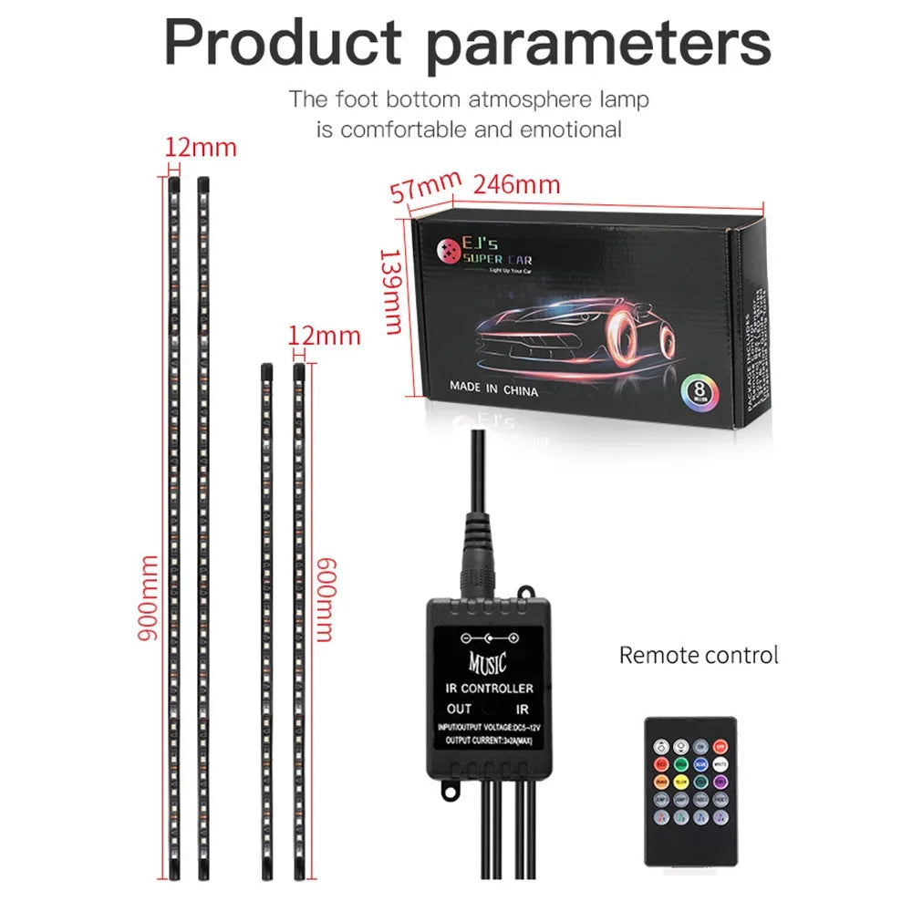 Attractive Car Atmosphere Lights, Colorful Chassis Light, LED Lights Strip Modified, Bluetooth APP Decorative Light Strip