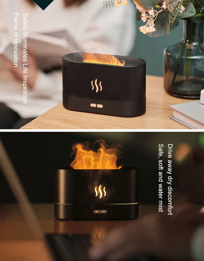 Perfume Humidifier Ultrasonic Air Humidifier With LED Lighting Simulation Colorful Flame Fragrance Machine