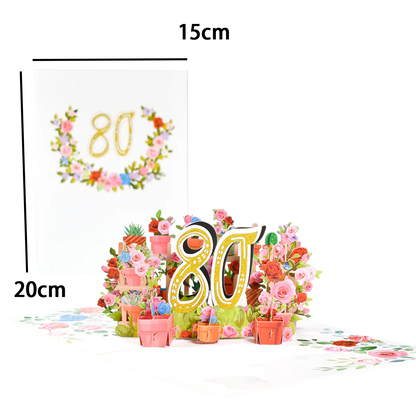 Tarjeta de aniversario emergente con números 1, 10, 28, 21 y 30 en 3D para cumpleaños, bodas
