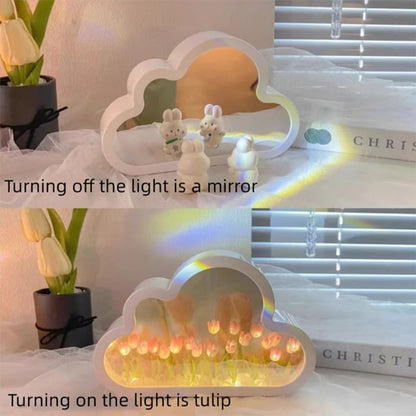 Tulip Light Cloud Mirror Table Lamps Lights Tulips Floral Lamp Nightlight DIY Material Accessories Decorations Wedding Gift