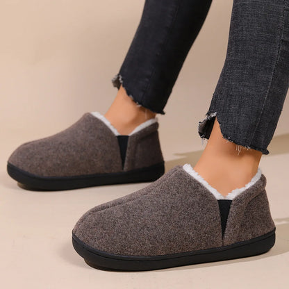 Bebealy Winter Plush Fur Women Slippers Fluffy Home Slippers Female Indoor Warm Closed Soft Non-slip High Ankle Fuzzy Slippers