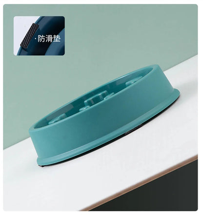 Pet Dog Bowl Slow Food Feeder Non-slip Anti Choking Cat Thickened Plastic Plate Bowls Healthy Anxiety Relief Dish Pet Supply