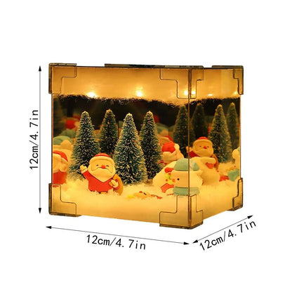 Christmas DIY Decorations Mirror LED Cube Lamp 3D Santa Claus Snowman Tree Christmas Lights DIY Night Light Tabletop Ornament