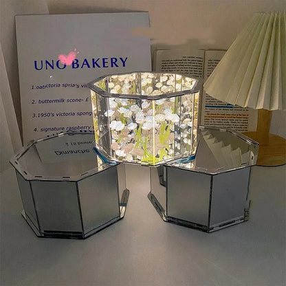 DIY Tulip Night Light Led Decorative Night Lamp Magic Cube Table Lamp and Mirror 2 in 1 for Birthday Gifts and Christmas Present