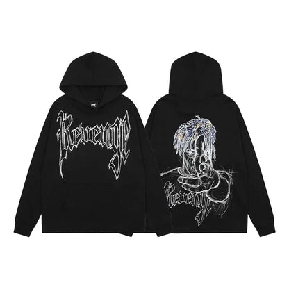 American Street Style Pattern Printed Hooded Sweater Men's and Women's Autumn and Winter Casual Fashion Couple's Coat