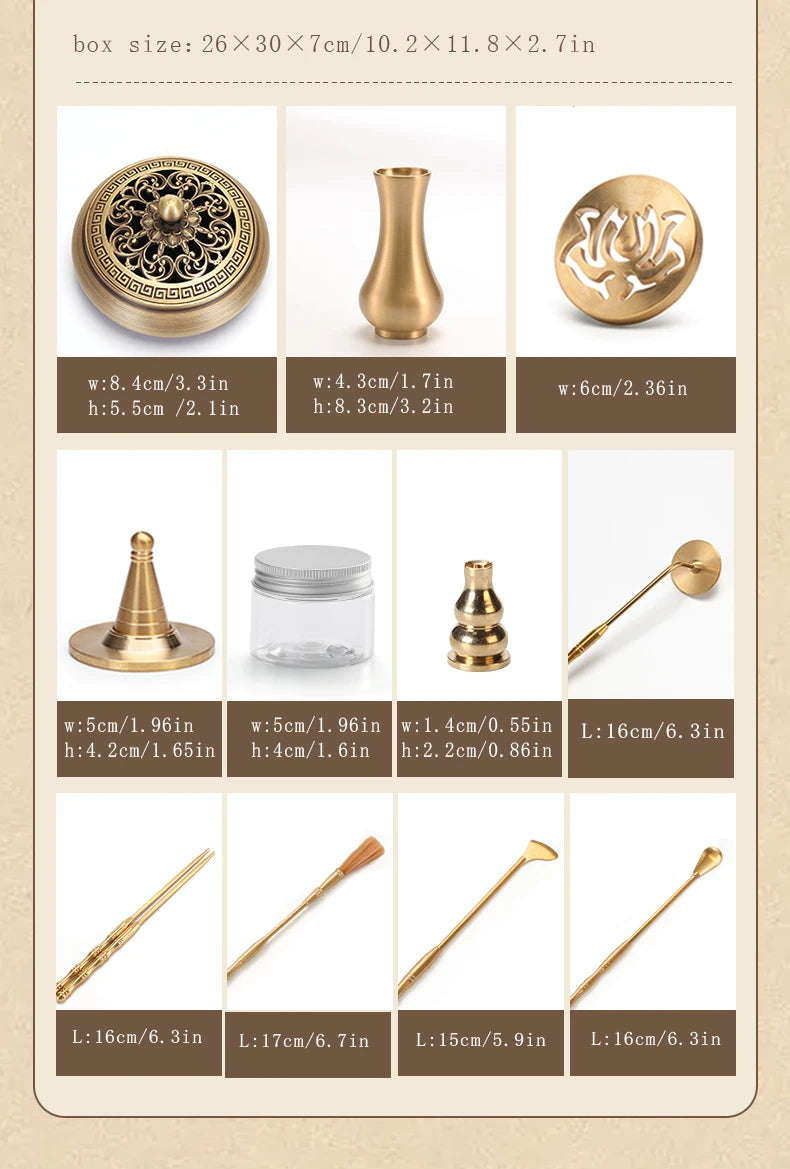Pure copper incense seal set set incense making tools incense burner sandalwood powder Seal seal incense shovel gift box