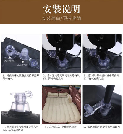 Ultra-soft Flocking Environmental Fabric Car Inflatable Bed Air Cushion Bed Portable Car Travel Bed For Most Small Car
