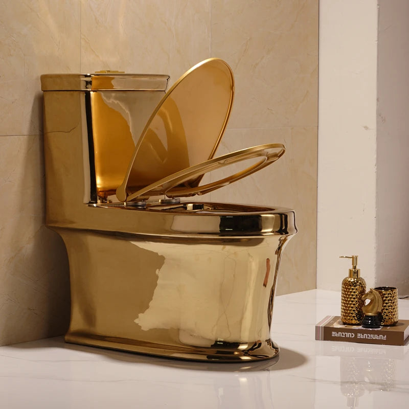 4D rotary flush color gold water-saving and deodor-proof toilet color tyrant gold toilet