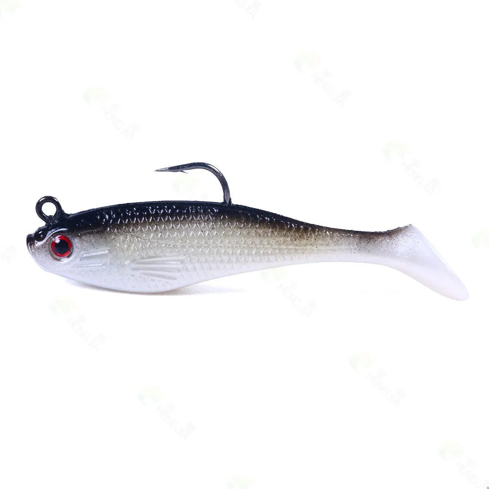 Sea Fishing Jigs Head Silicone Soft Bait 8cm-10g T tail Wobbler Fishing Lure Artificial Rubber Bait Swimbait Fishing Tackle