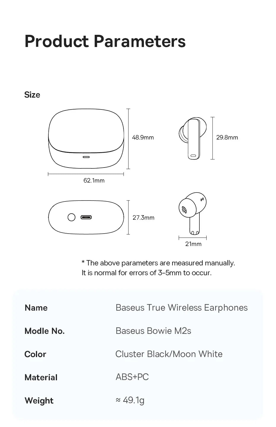 Baseus Bowie M2s Wireless Earphone Bluetooth 5.3 -48dB Active Noise Cancellation Headphone Support 3D Spatial Audio TWS Earbuds