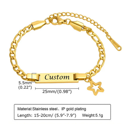 Personalized Stainless Steel Baby Newborn Name Bracelet for Boy Girl Best Gift Custom Heart Crown Butterfly Family Jewelry