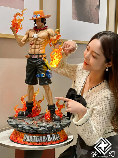 70cm New One Piece Gk Fantasy Third Anniversary 1/3 Ace Super Hugetrendy Statue Anime Decoration Christmas Collect Figures Gift