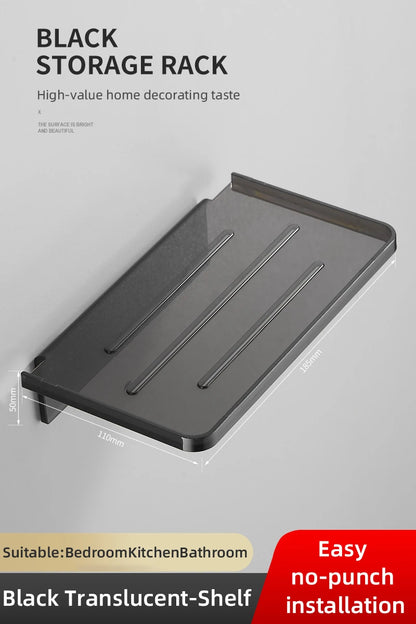 ABS Bathroom Shelf Storage Rack Black Shelves Wall Holder Shower Basket Phone Storage Bathroom Organization WB8011