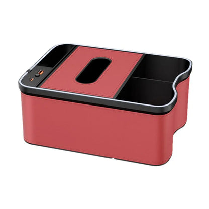 Auto Armrest Box Storage Box With Cup Holder Tissue Box USB Rechargeable Car Arm Rest Box Storage Organizer With Ambient Light