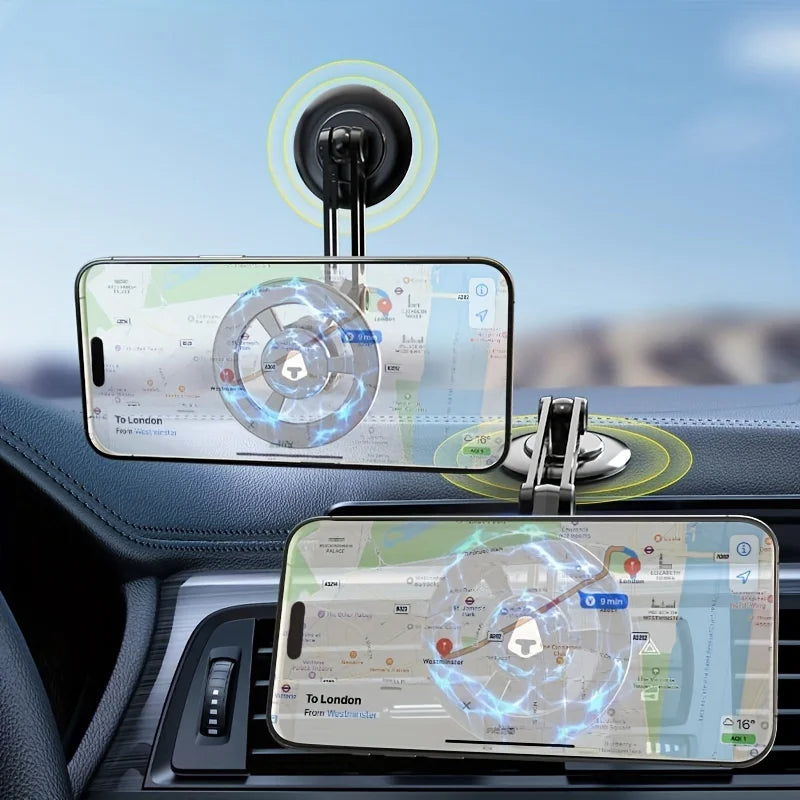 Aluminum alloy magnetic car phone holder, universal 360 ° rotatable shock-absorbing telescopic folding phone holder Accessories