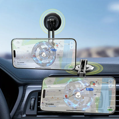 Aluminum alloy magnetic car phone holder, universal 360 ° rotatable shock-absorbing telescopic folding phone holder Accessories