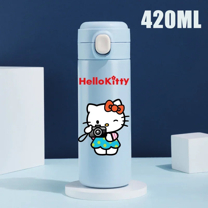 Sanrio 420 ML Thermos Mug Hello Kitty Cartoon 304 Stainless Steel Portable Water Cup Travel Water Bottle Kawaii Cups Kids Gifts