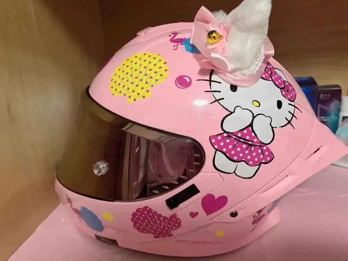 Sanrio Kuromi Cartoon Motorcycle Helmet Fashion Hello Kitty Scooter Helmet Cute High Quality Cute Helmet Four Seasons Gift